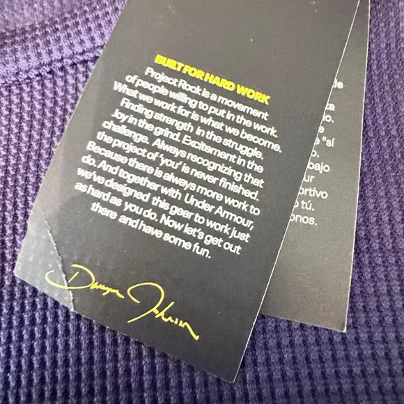 Under Armour NWT Project Rock Mens M Long‎ Sleeve Fitted Thermal Crew Shirt Blue - Picture 8 of 10